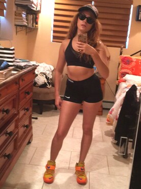 Rebecca Lauren is wearing Nike "Nike 'Pro' Dri-FIT Shorts"