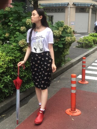 るうこ is wearing HUNTER "・HUNTER women's original Chelsea two tone"