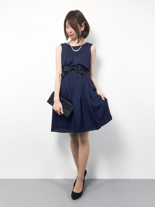 結婚式 ネイビードレス