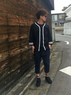 イシバシトモヒロ is wearing GANRYU "2016SS ベースボールシャツ"
