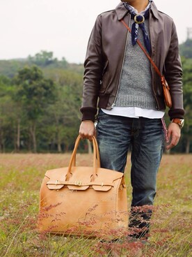 simpleunion使用「Simple Union（Handmade leather Birkin bag - natural）」的時尚穿搭