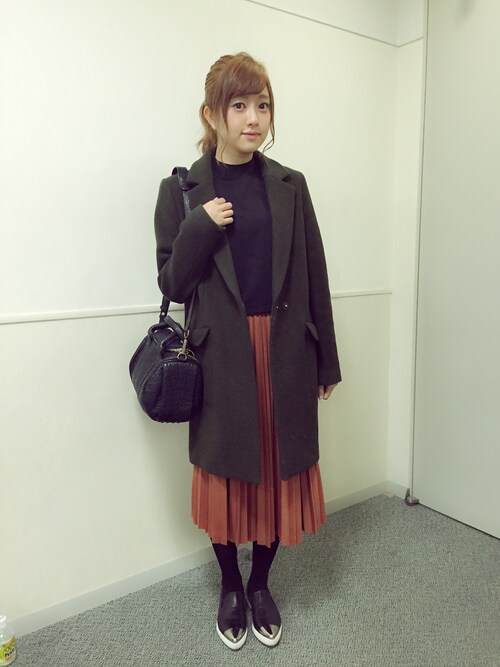 菊地亜美使用「SLY（WOOLコクーンTAILOR SHORT COAT）」的時尚穿搭