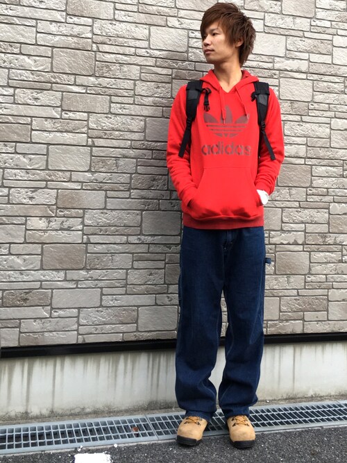 Ryu--ta is wearing adidas "【adicolor】オリジナルス パーカー[ORIGINALS 3FOIL HOODIE]"