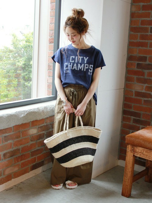 JOURNAL STANDARD 表参道|JOURNAL STANDARD 表参道店スタッフさんのTシャツ/カットソー「【RIDING HIGH/ライディングハイ】ラフィテンジクショートスリーブTシャツ#(JOURNAL STANDARD|ジャーナルスタンダード)」を使ったコーディネート