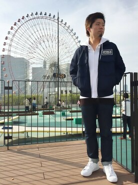 AVIREX 横浜｜HONDA使用「TYPE BLUE（TYPE BLUE/タイプブルー/メンズ/　ジェネラルビリー/ストレート　フィット　デニムパンツ）」的時尚穿搭