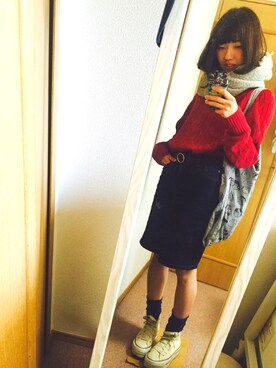 mameko is wearing LOWRYS FARM "デニムタイトスカート　559946"
