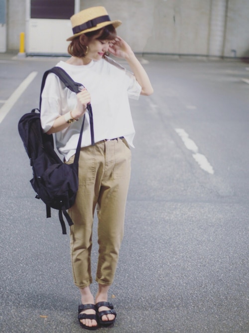 プチプラのあやさんのサンダル「ARIZONA/アリゾナ_EVA (WOMEN)(BIRKENSTOCK|ビルケンシュトック)」を使ったコーディネート