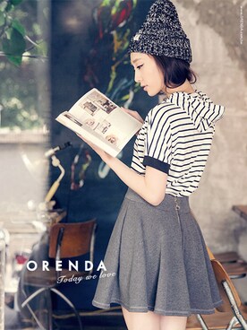 ORENDA｜ORENDA使用「ORENDA（MIT舒適條紋連帽撞色上衣）」的時尚穿搭