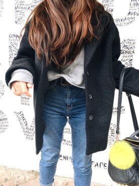 christinaacao is wearing Topshop "Topshop High Rise Ankle Jeans (Navy Blue) (Petite)"