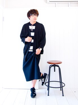 えてる is wearing LACOSTE "【別注】 ＜LACOSTE （ラコステ）＞ ∴ BORDER TEE/Tシャツ"