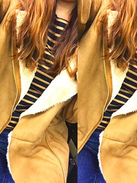 Ayaka Hino使用「Right-on（【BACK NUMBER】ムートンダブルノーカラーコート）」的時尚穿搭
