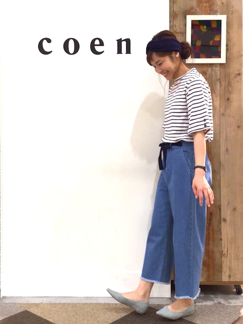 coen鹿児島店|coen あらーきさんのデニムパンツ「デニムガウチョパンツ(coen|コーエン)」を使ったコーディネート