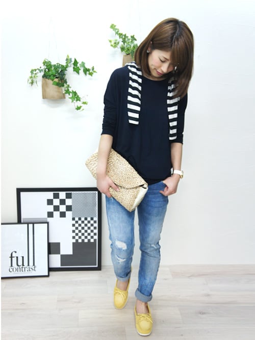 kana.さんの「本革:Deck Shoes(本革スエードデッキシューズ)(MAMIAN)」を使ったコーディネート