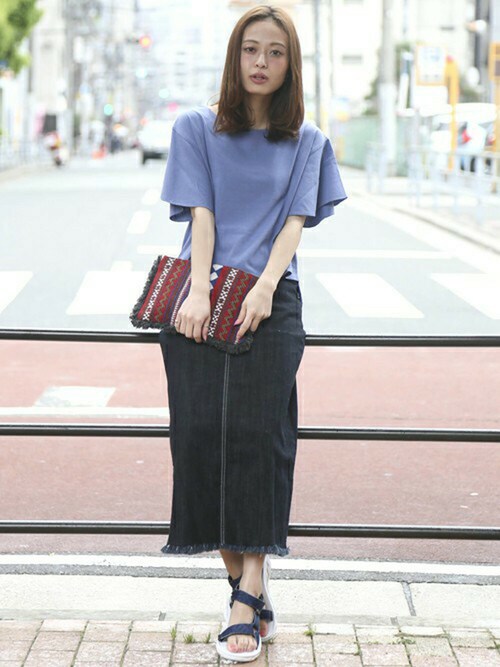 Denime ZOZOSTORE|DenimeWebStoreさんのデニムスカート「デニムマキシスカート(Denime|ドゥニーム)」を使ったコーディネート