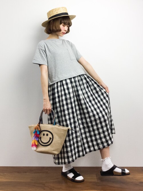 ZOZOTOWN|チョコビさんのハット「(MTM)PH22 STRAWHAT(ROSE BUD|ローズバッド)」を使ったコーディネート