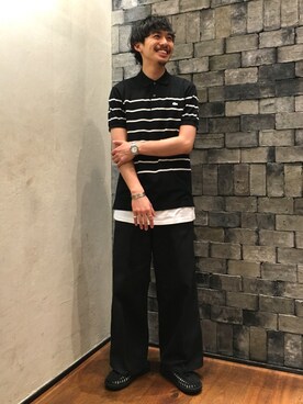 ビューティ&ユース ユナイテッドアローズ 渋谷公園通り店｜Daisuke Sakamoto使用「LACOSTE（【別注】 ＜LACOSTE （ラコステ）＞ ∴ BORDER POLO/ポロシャツ）」的時尚穿搭