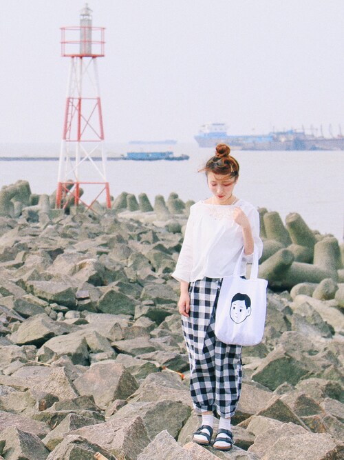 satou使用「Dot＆Stripes CHILD WOMAN（☆60/タイプライター　ギンガムチェック　タックパンツ☆）」的時尚穿搭