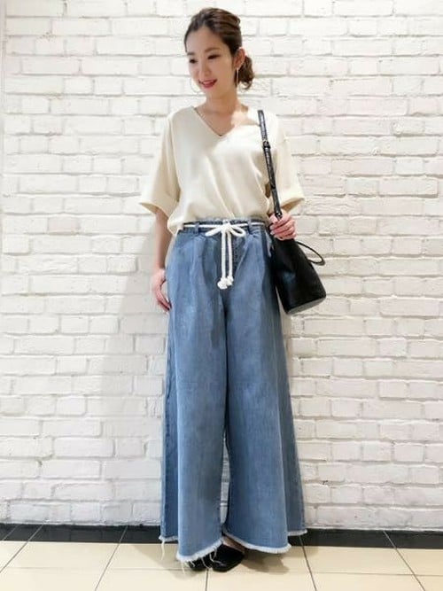 JEANASIS ららぽーとTOKYO-BAY|JEANASISららぽーとTOKYO-BAY STAFFさんのニット/セーター「ミラノリブVプルオーバーSS/721571 (JEANASIS|ジーナシス)」を使ったコーディネート