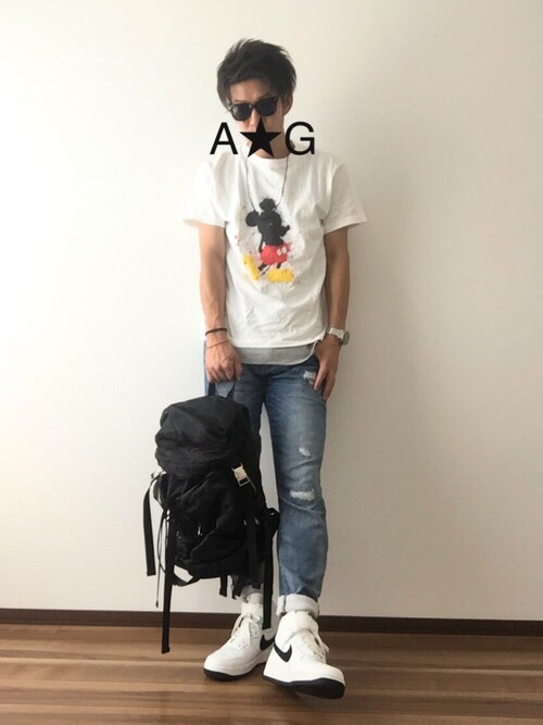 A☆G使用「SILAS（【DISNEY(ディズニー) COLLECTION】 S/S TEE DRIP MICKEY）」的時尚穿搭
