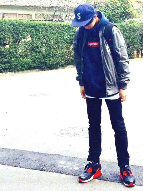 さんの「supreme Sロゴキャップ