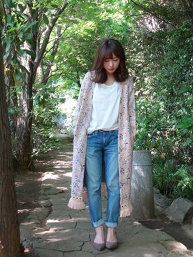 西川 瑞希 is wearing Lily Brown "ジャガードニットコート"