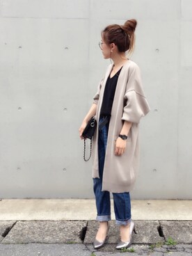 minimalist_apon is wearing STUDIOUS "STUDIOUS コットンドルマンニットカーデ"