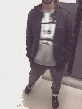 No is wearing Rick Owens "Rick Owens Panelled Leather High-Top Sneakers"