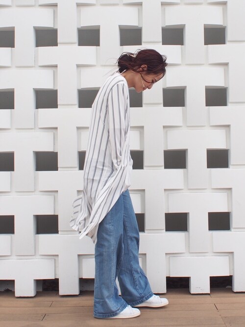 MURUA本部|MURUAさんのノーカラージャケット「【CASUAL】ノーカラーロングJK(MURUA|ムルーア)」を使ったコーディネート