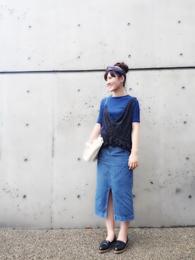 Yumiko Maruoka使用「EMODA（ウッドコンビローファー）」的時尚穿搭