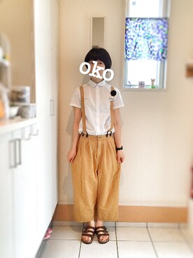 okonomix is wearing 無印良品 "丸襟シャツ"