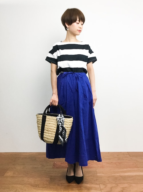 ZOZOTOWN|yukiさんのTシャツ/カットソー「【ORCIVAL オーシバル】ルーズボートネックTシャツ(6.5cmボーダー)<16SS新入荷>(ORCIVAL|オーシバル)」を使ったコーディネート