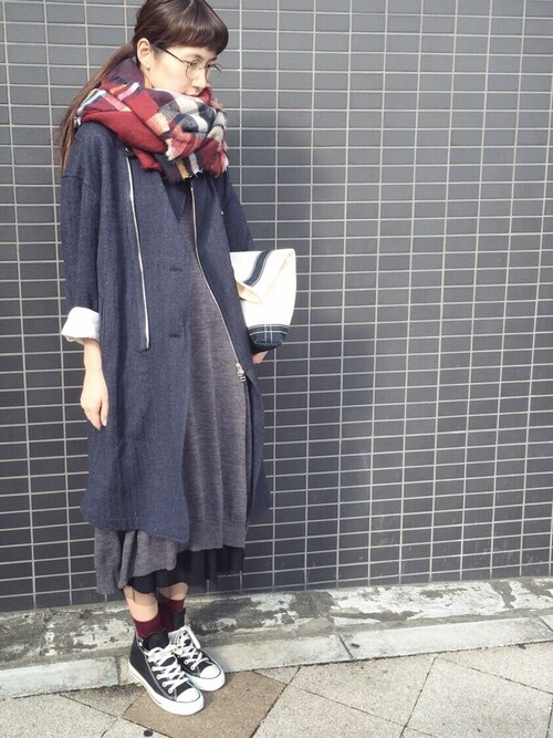 Kazumi使用「near.nippon（ウールガーゼ ライダースフレアーコート）」的時尚穿搭