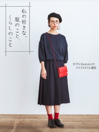 Kazumi使用「studio CLIP（ボリュームスリーブ7分袖プルオーバー）」的時尚穿搭