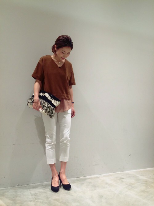 BLISS POINT イオンモール宮崎|BLISS POINT イオンモール宮崎店 Womens Staff2さんのTシャツ/カットソー「カットミラノリブレイヤードプルオーバー/717433(BLISS POINT|ブリスポイント)」を使ったコーディネート