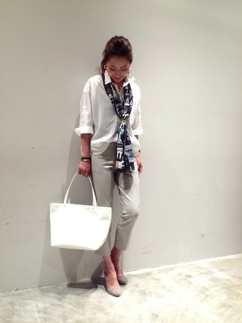 BLISS POINT イオンモール宮崎|BLISS POINT イオンモール宮崎店 Womens Staff2さんのシャツ/ブラウス「コットンテンセルスキッパーシャツ2/723836(BLISS POINT|ブリスポイント)」を使ったコーディネート
