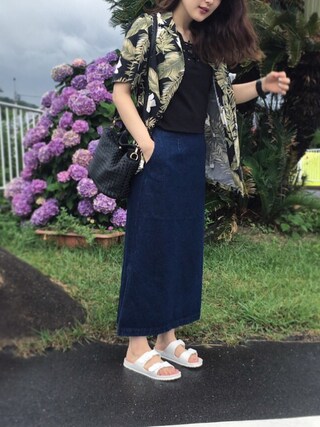 Shizuka* is wearing Bou Jeloud "ダブルベルト　コンフォート　サンダル"
