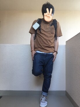 Ren Saito使用「RAGEBLUE（ニット切り替えポケットTシャツ）」的時尚穿搭