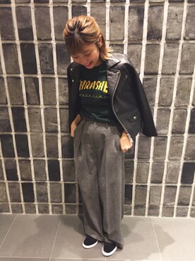 BEAUTY&YOUTH UNITED ARROWS｜Rina Maruyama使用「BEAUTY&YOUTH UNITED ARROWS（BY∴ ラムレザーキルトライダース）」的時尚穿搭