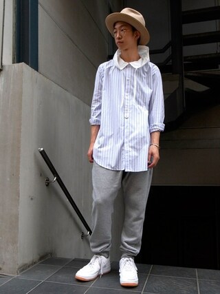 原田景司 / harada keiji使用「VOTE MAKE NEW CLOTHES（LONG HOOD SHIRTS(STRIPE)
）」的時尚穿搭
