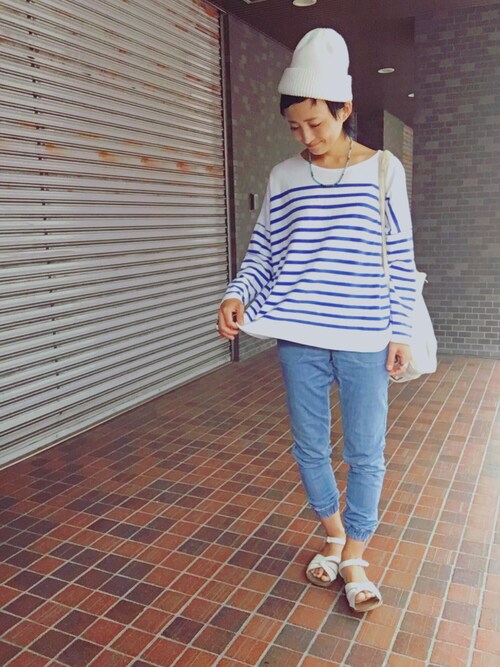 ayamiiiiさんの「BEAMS BOY / ナバルボーダー ビックボートネック(BEAMS BOY)」を使ったコーディネート