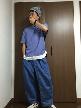 SHOTA使用「TSUMORI CHISATO（ｽﾄﾗｲﾌﾟｼｬﾂT）」的時尚穿搭