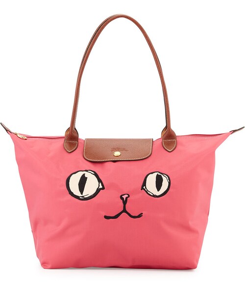 longchamp,longchamp le pliage miaou large tote bag, malabar pink
