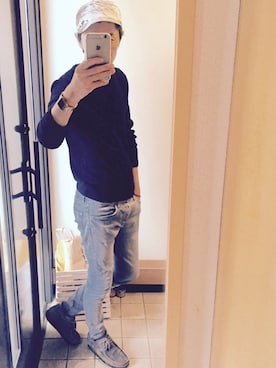 「アイテム（モカシン/デッキシューズ）」を使った、わーっ。さん（メンズ・186cm・30代）の冬コーディネート