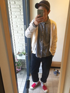 「ギンガムチェックシャツ」｜わーっ。さん（メンズ・186cm・40代）の春コーディネート
