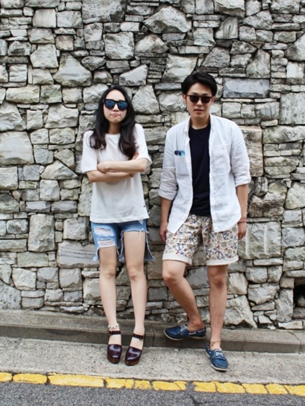 「커스텀멜로우、 customellow、 gentee、 젠티、 커플룩、 커플스타일링」｜「customellowの[gentee] ankle strap sandal（ドレスシューズ、ブラック系）」を使った、customellowさん（メンズ・180cm）の夏コーディネートの1枚目の写真