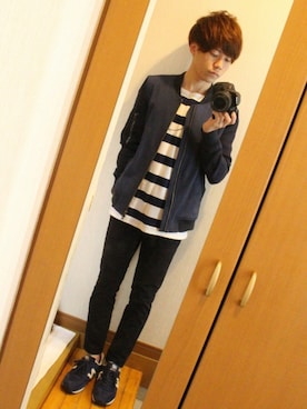 「STUDIOUS（ステュディオス）のアイテム（ミリタリージャケット）」を使った、けいさん（メンズ・158cm）の冬コーディネート