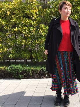 「red」｜「アイテム（チェスターコート）」を使った、tnaさん（レディース・156cm）の夏コーディネート