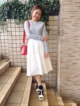 「アイテム（ボストンバッグ、レッド系）」を使った、woddy＊さん（レディース・155cm）の冬コーディネート