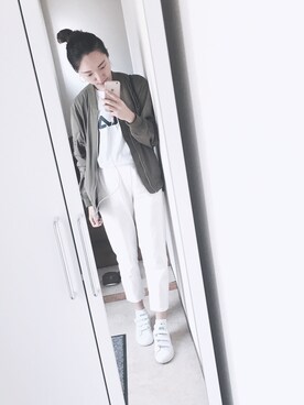 「FILA」｜「アイテム（MA-1）」を使った、Tien Tien Wuさん（レディース・167cm）の春コーディネート