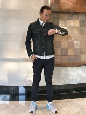 「EDWIN」｜「アイテム（スラックス）」を使った、Kit Gorさん（メンズ・167cm）の秋コーディネート